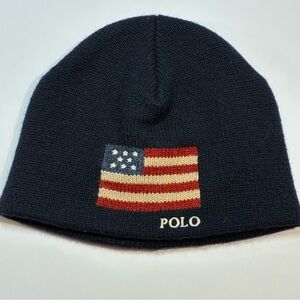 Polo Ralph Lauren Polo Flag Vintage Beanie Hat Navy Blue